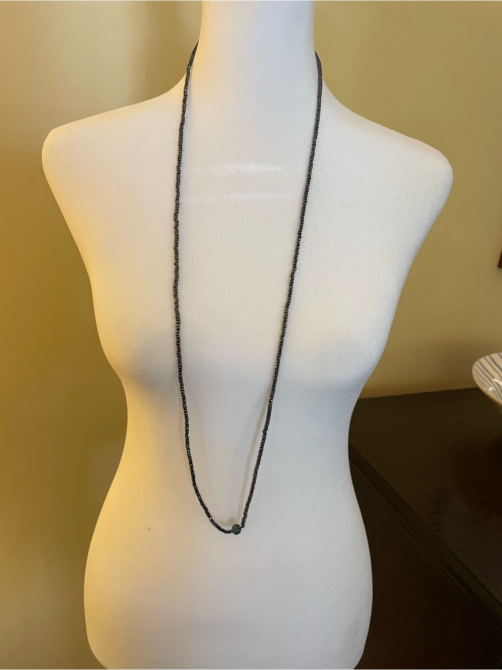 Stella & Dot Long Dark Blue Sparkly Beaded Necklace